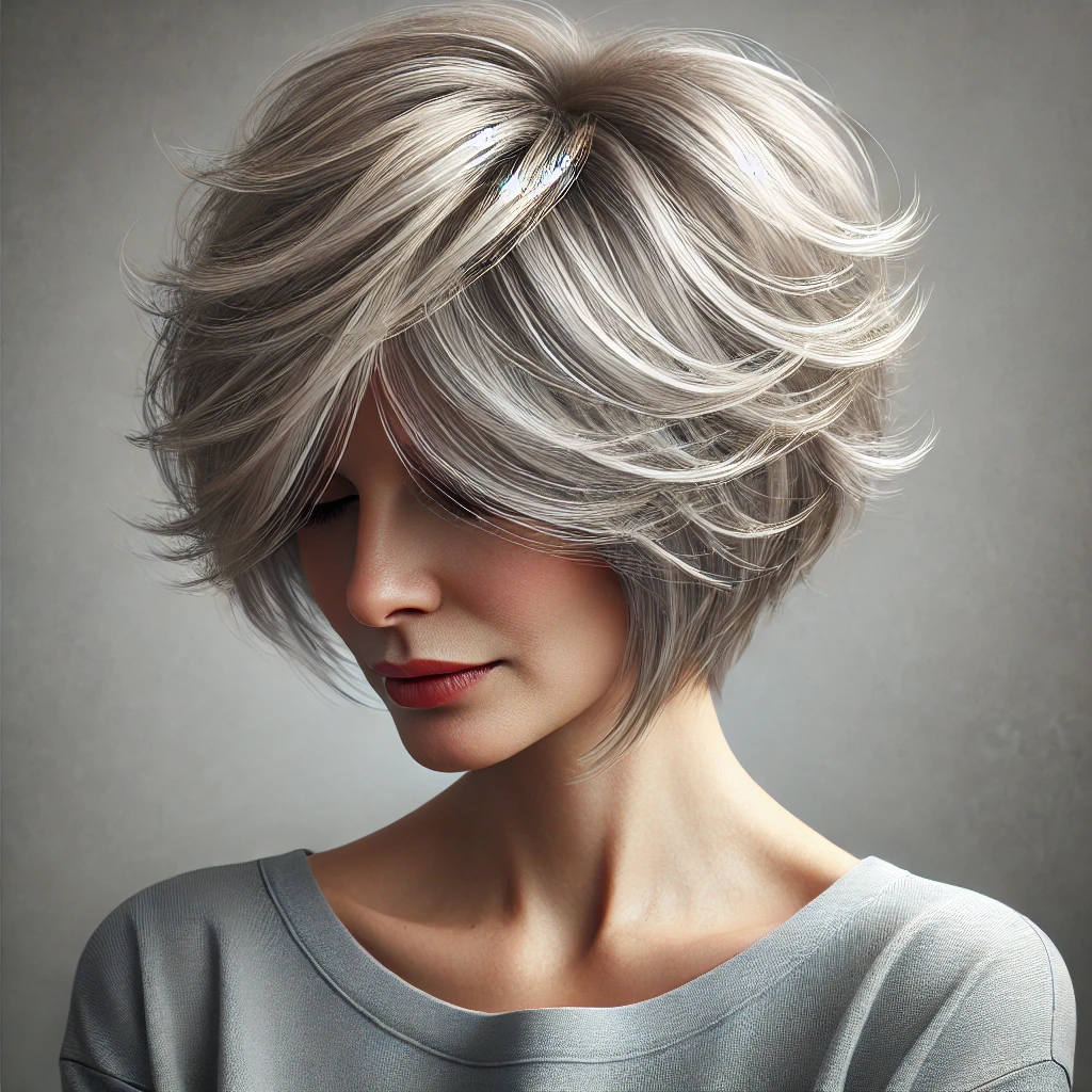 Effilé coupe de cheveux court femme 60 ans