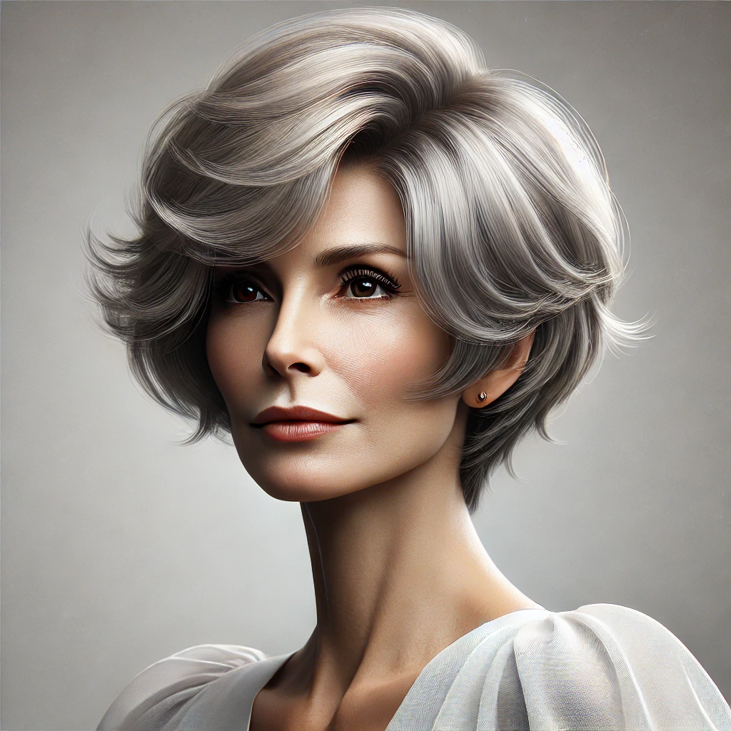 Effilé coupe de cheveux court femme 60 ans