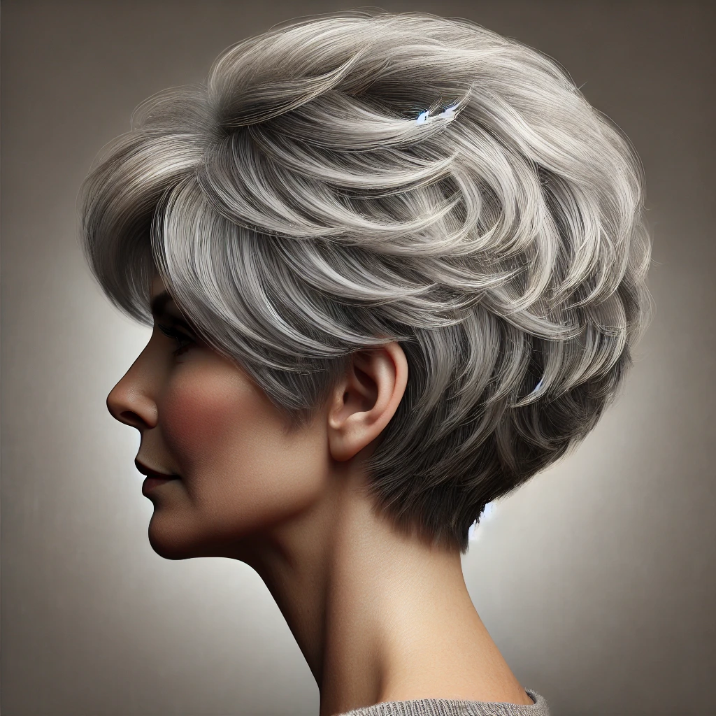 Effilé coupe de cheveux court femme 60 ans