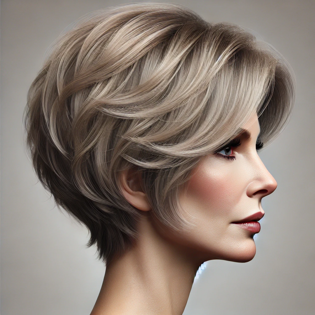 Effilé coupe de cheveux court femme 60 ans