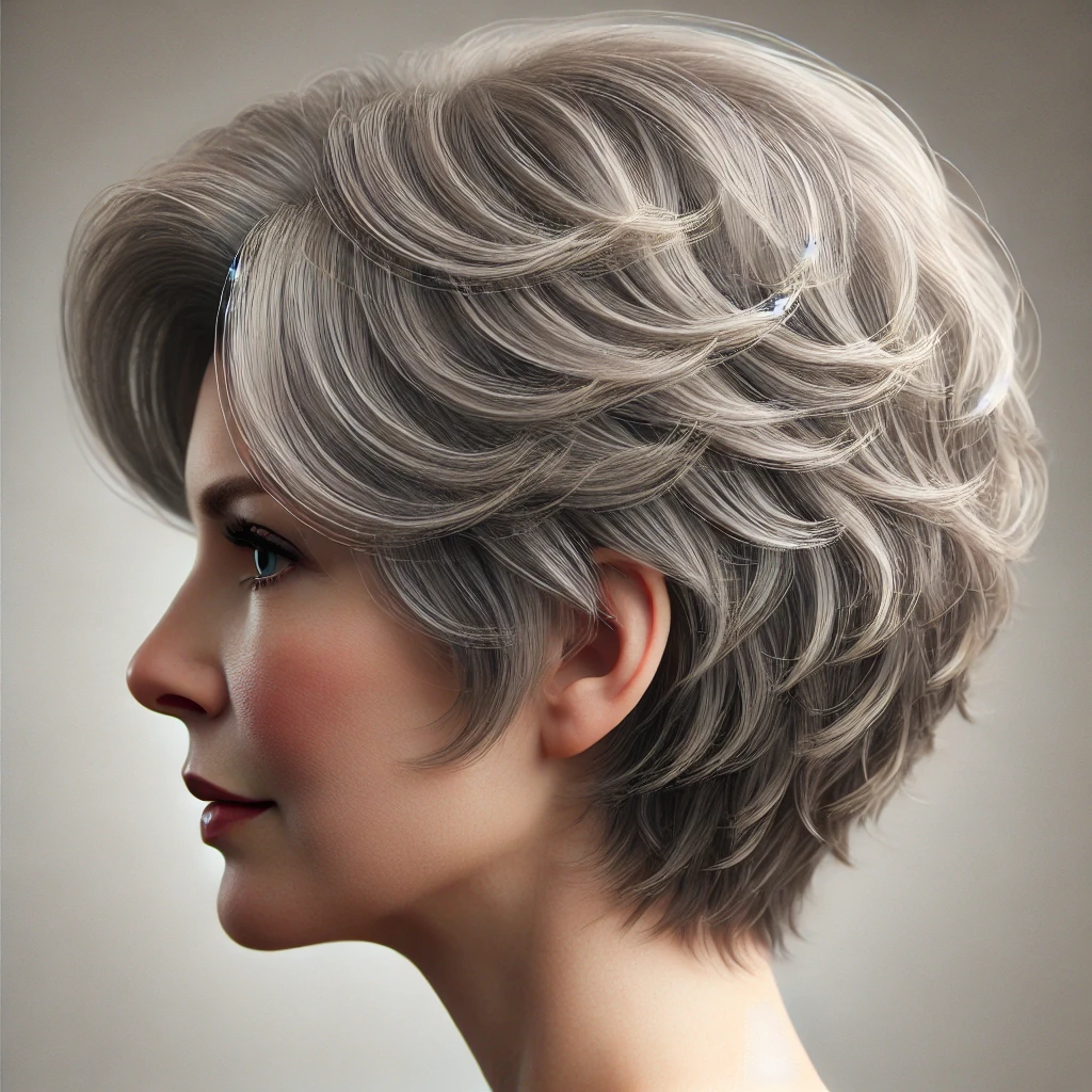 Effilé coupe de cheveux court femme 60 ans