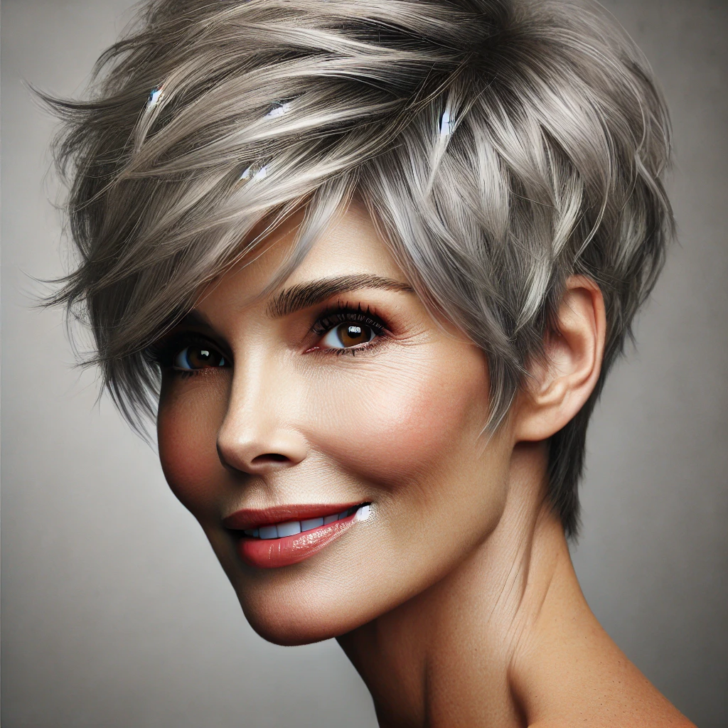 Effilé coupe de cheveux court femme 60 ans