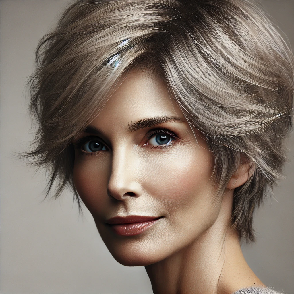 Effilé coupe de cheveux court femme 60 ans