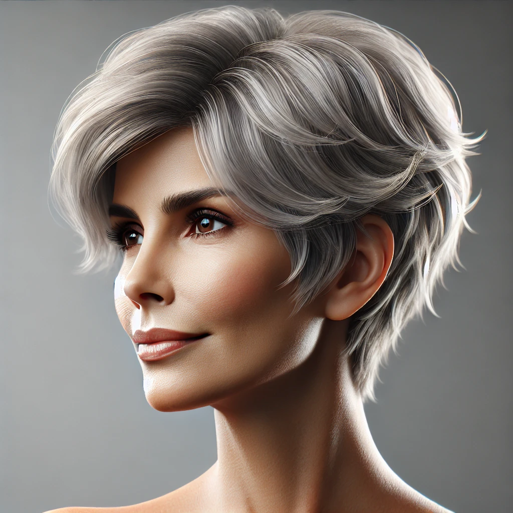 Effilé coupe de cheveux court femme 60 ans