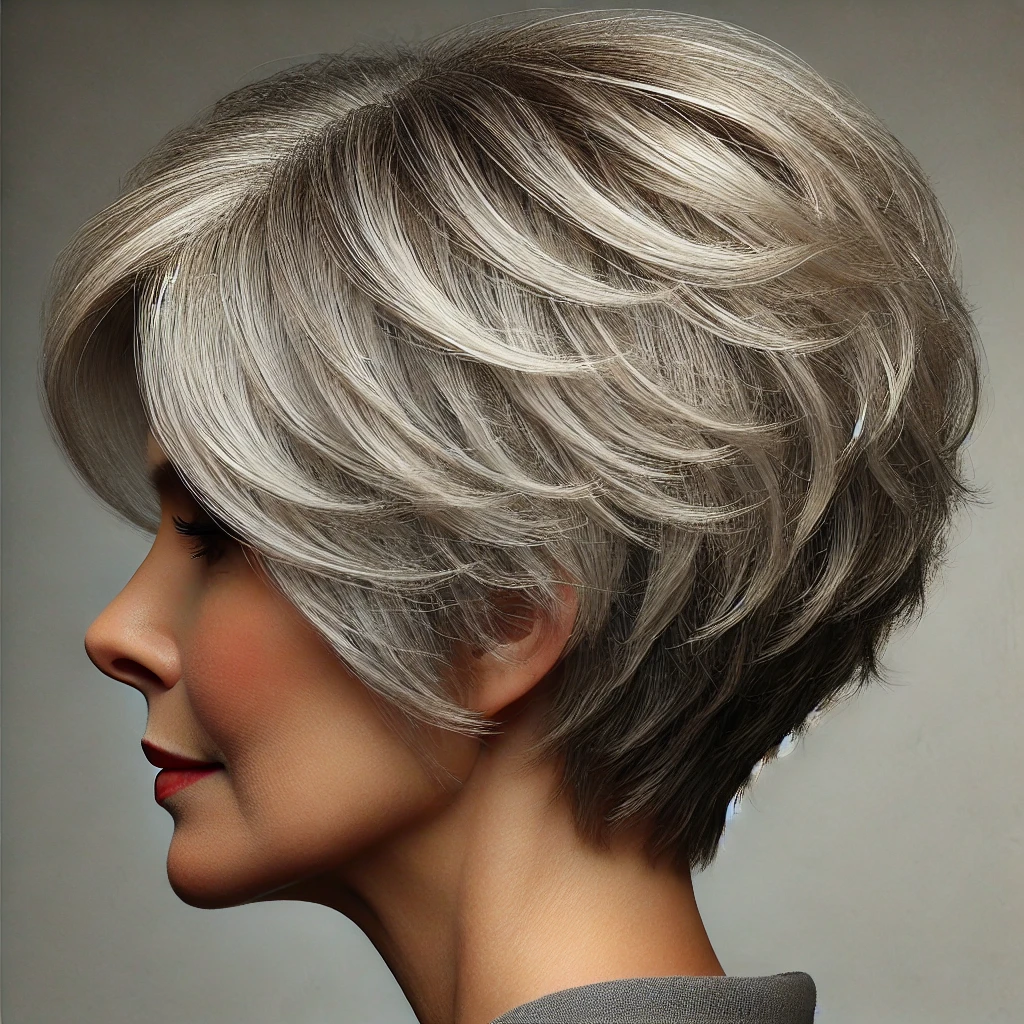 Effilé coupe de cheveux court femme 60 ans