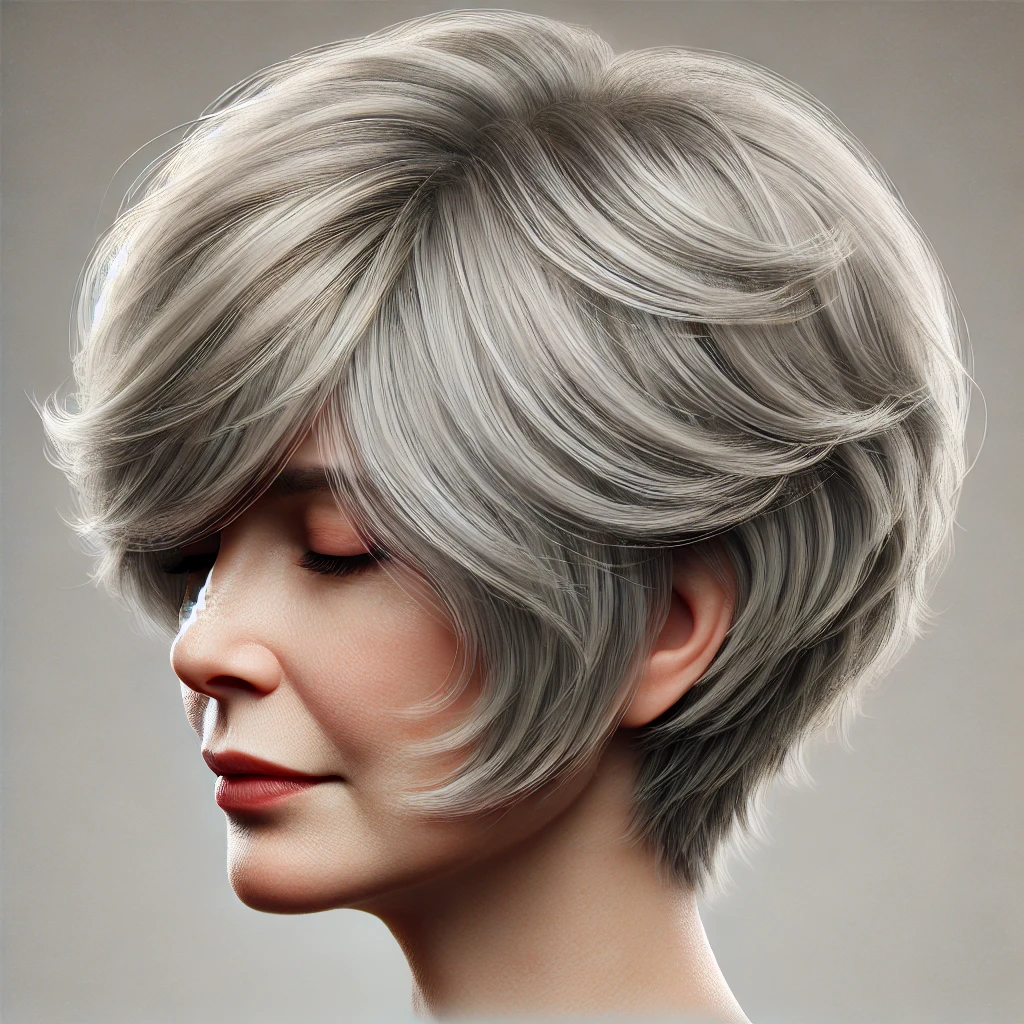 Effilé coupe de cheveux court femme 60 ans