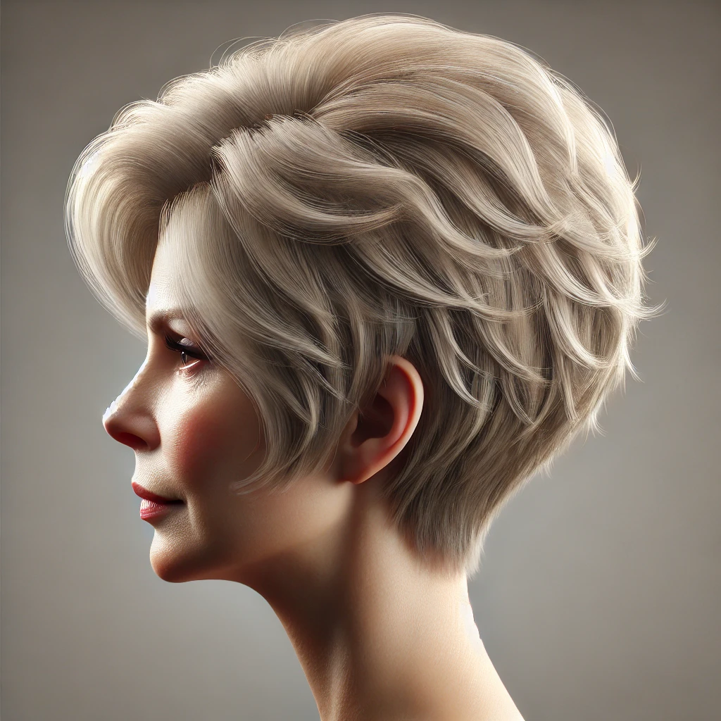 Effilé coupe de cheveux court femme 60 ans