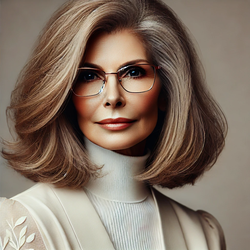 Coupe de cheveux femme 70 ans avec lunettes