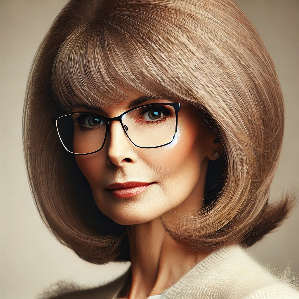Coupe de cheveux femme 70 ans avec lunettes