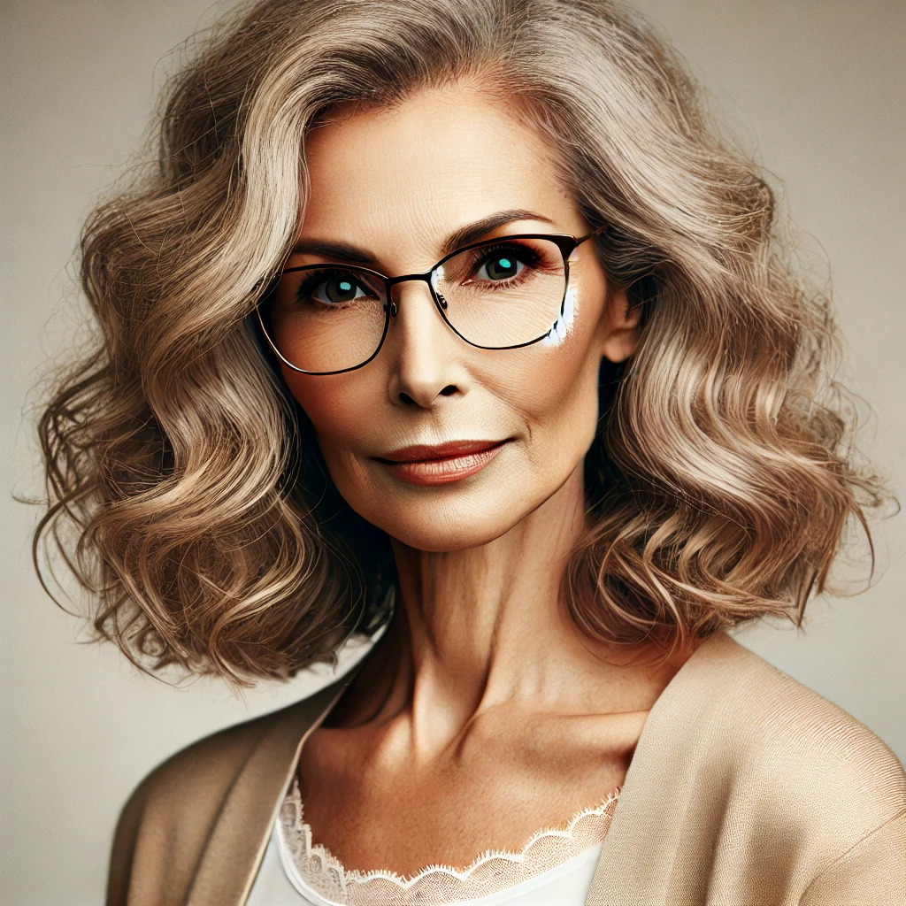 Coupe de cheveux femme 70 ans avec lunettes