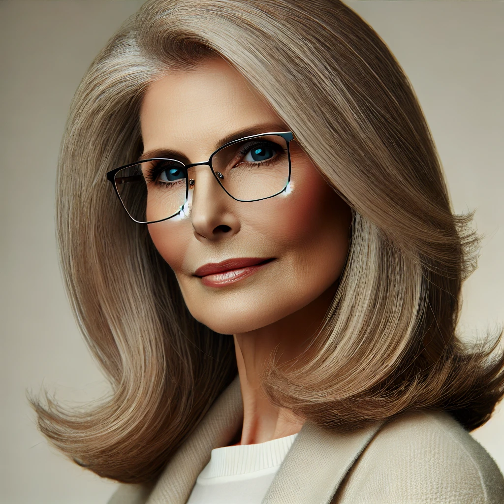 Coupe de cheveux femme 70 ans avec lunettes