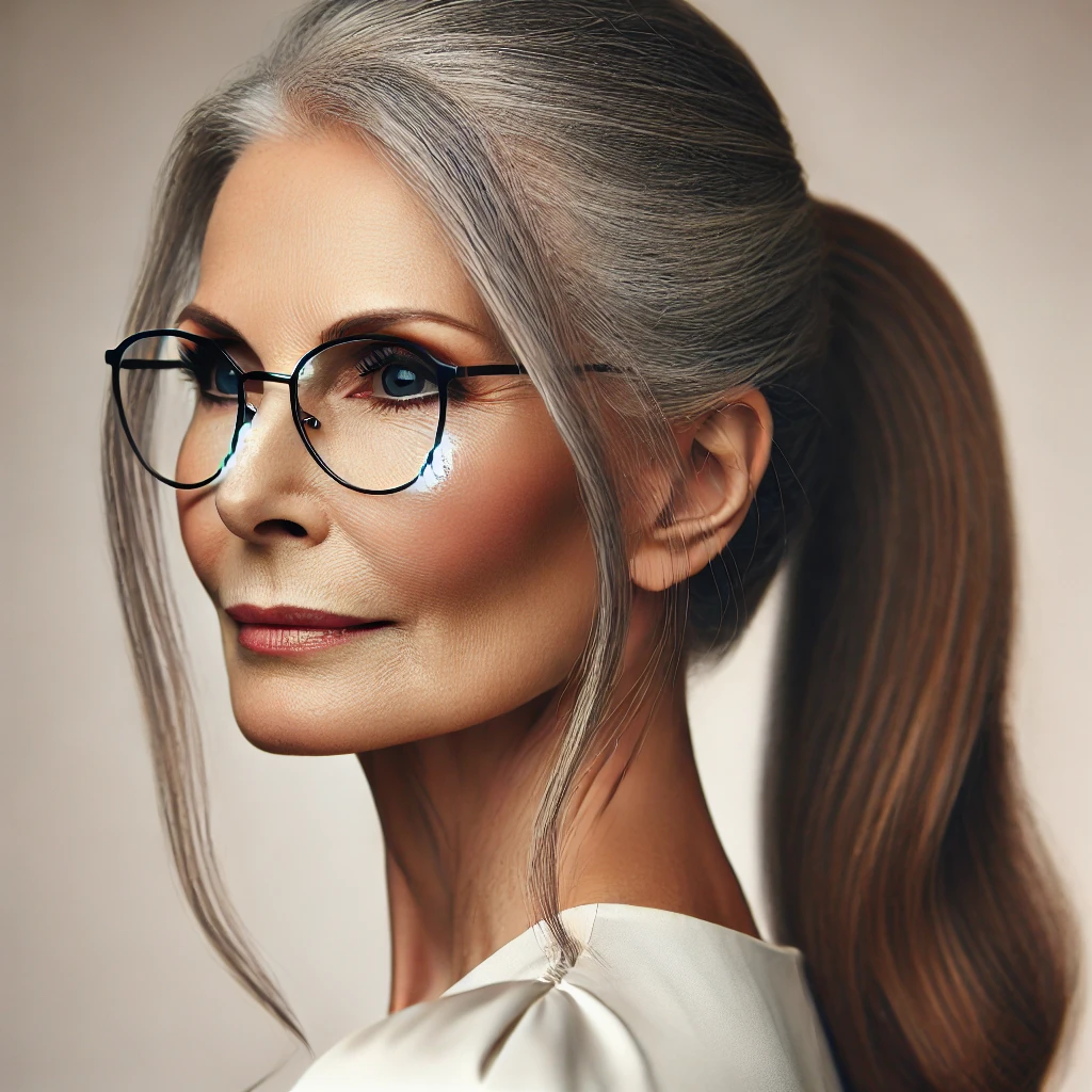 Coupe de cheveux femme 70 ans avec lunettes