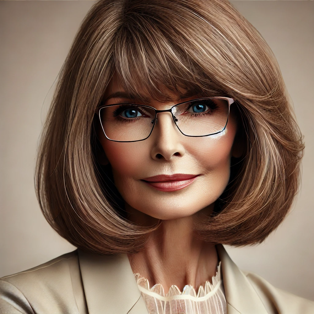 Coupe de cheveux femme 70 ans avec lunettes