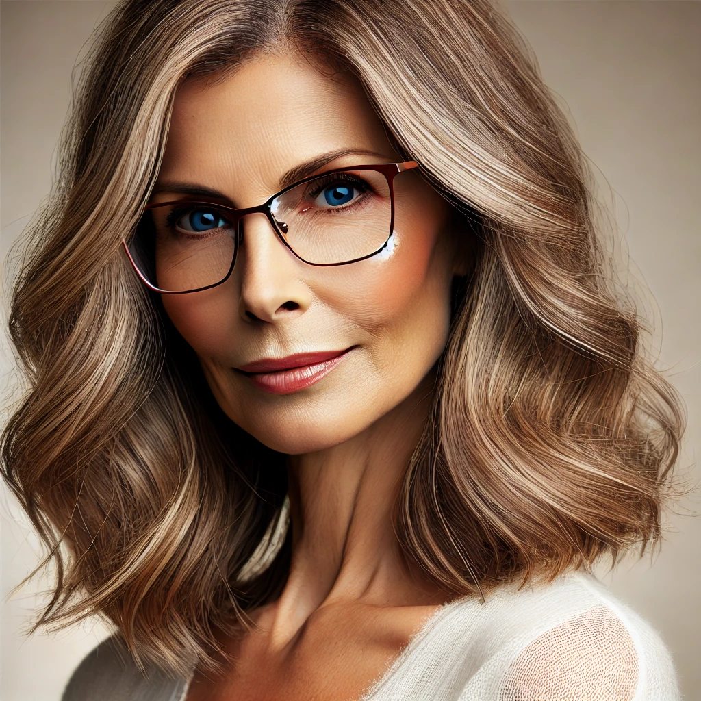 Coupe de cheveux femme 70 ans avec lunettes